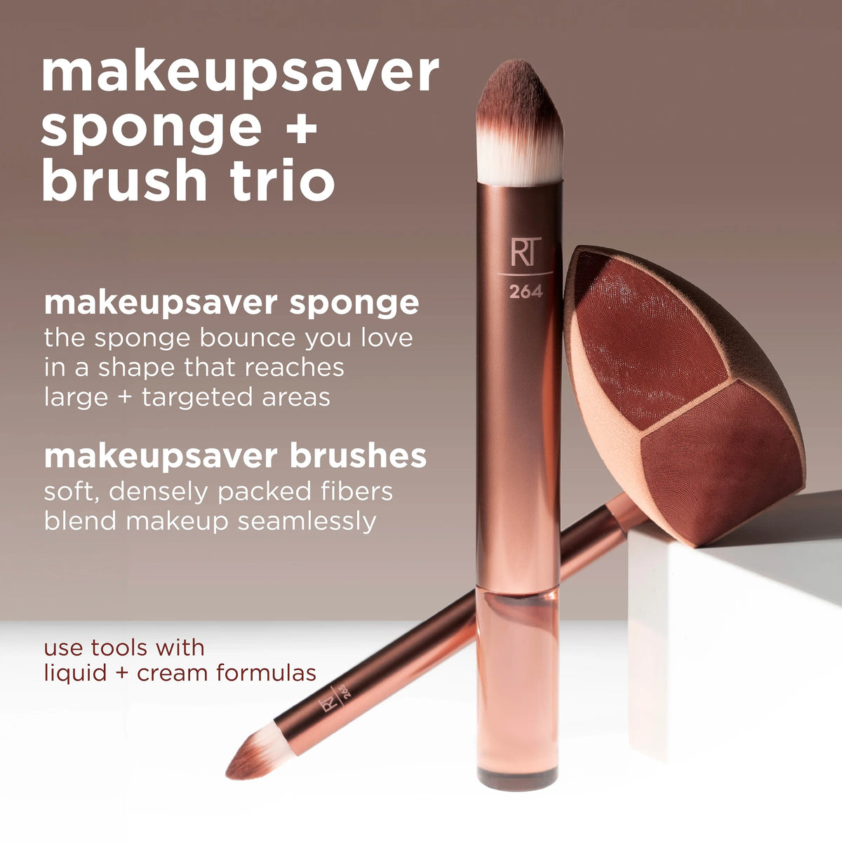 REAL TECHNIQUES MAKEUPSAVER + BRUSH TRIO